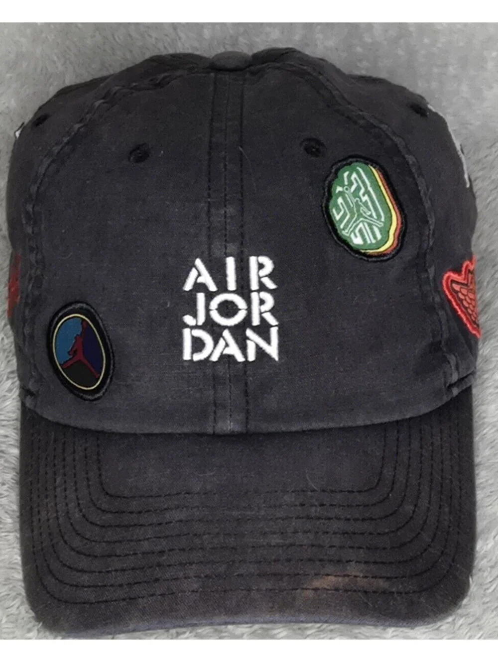 Nike Jordan Heritage 86 H86 Sticker Cap Black Strapback Hat Flight 23 Patches